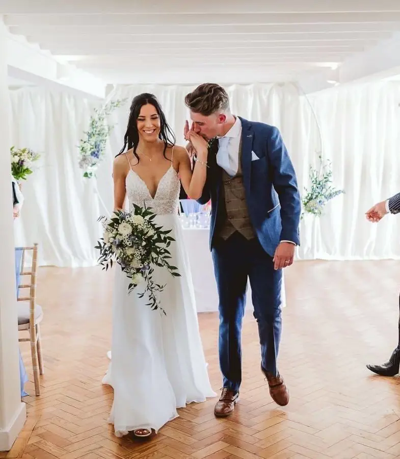 Bride and Groom walking back down the aisle, Thorpeness Country Club, Suffolk wedding venue