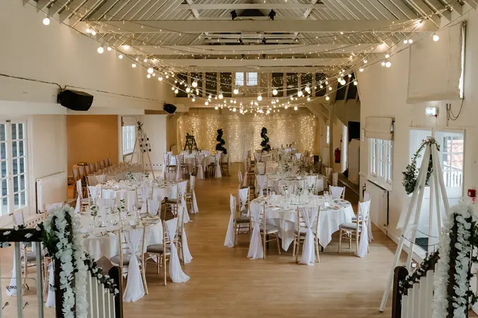 Tables set up for wedding breakfast