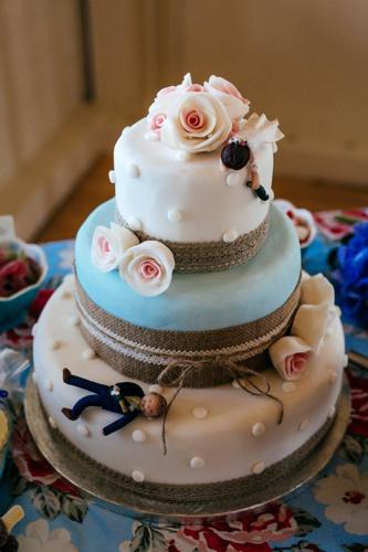 Pastel Blue and Polka Dot Wedding Cake - Thorpeness Country Club